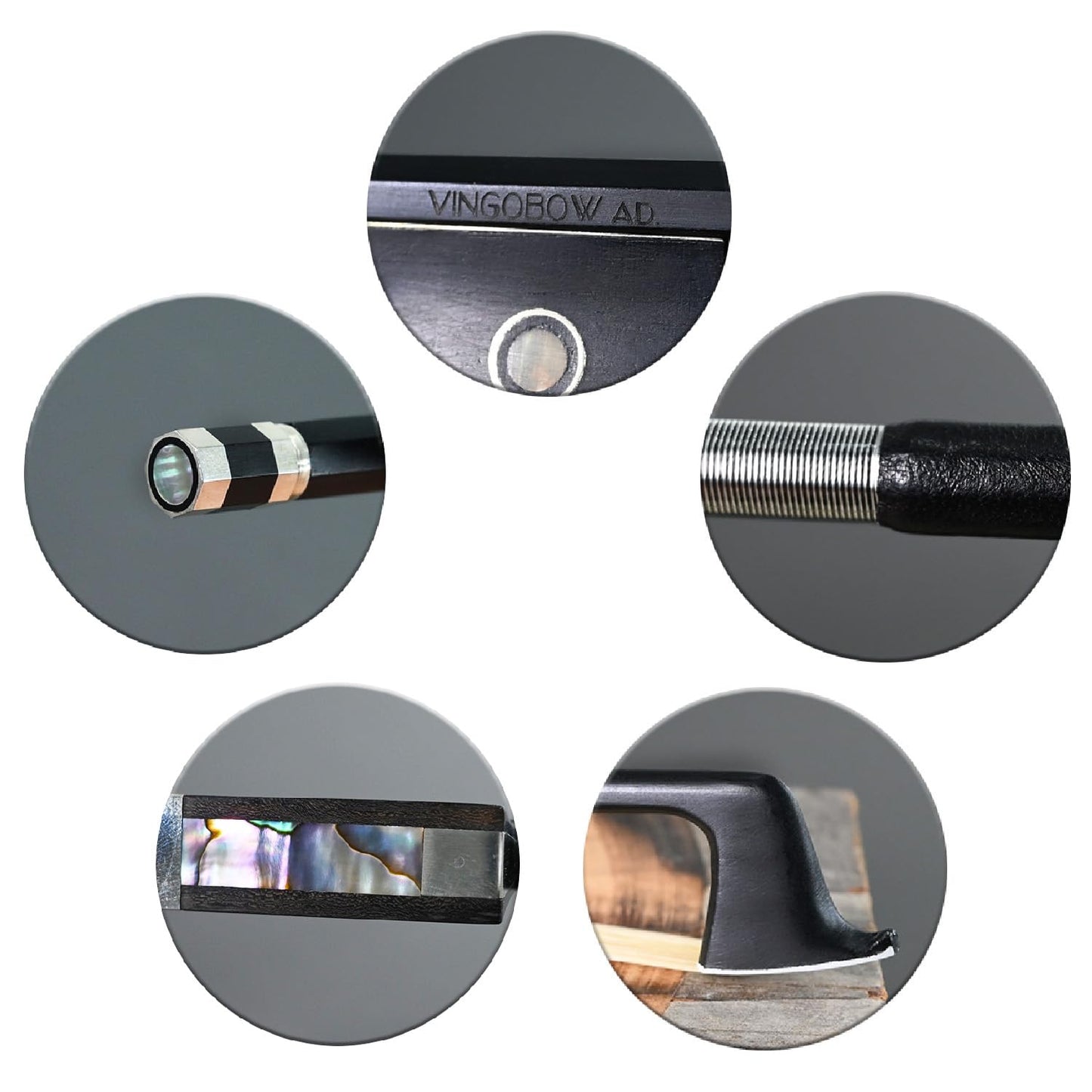 Carbon Fiber Violin Bow Half 1/2 Size Vingobow 100V Advanced Level 62Cm Parisian Eyes Ebony Frog Real Mongolian White Horse Hair
