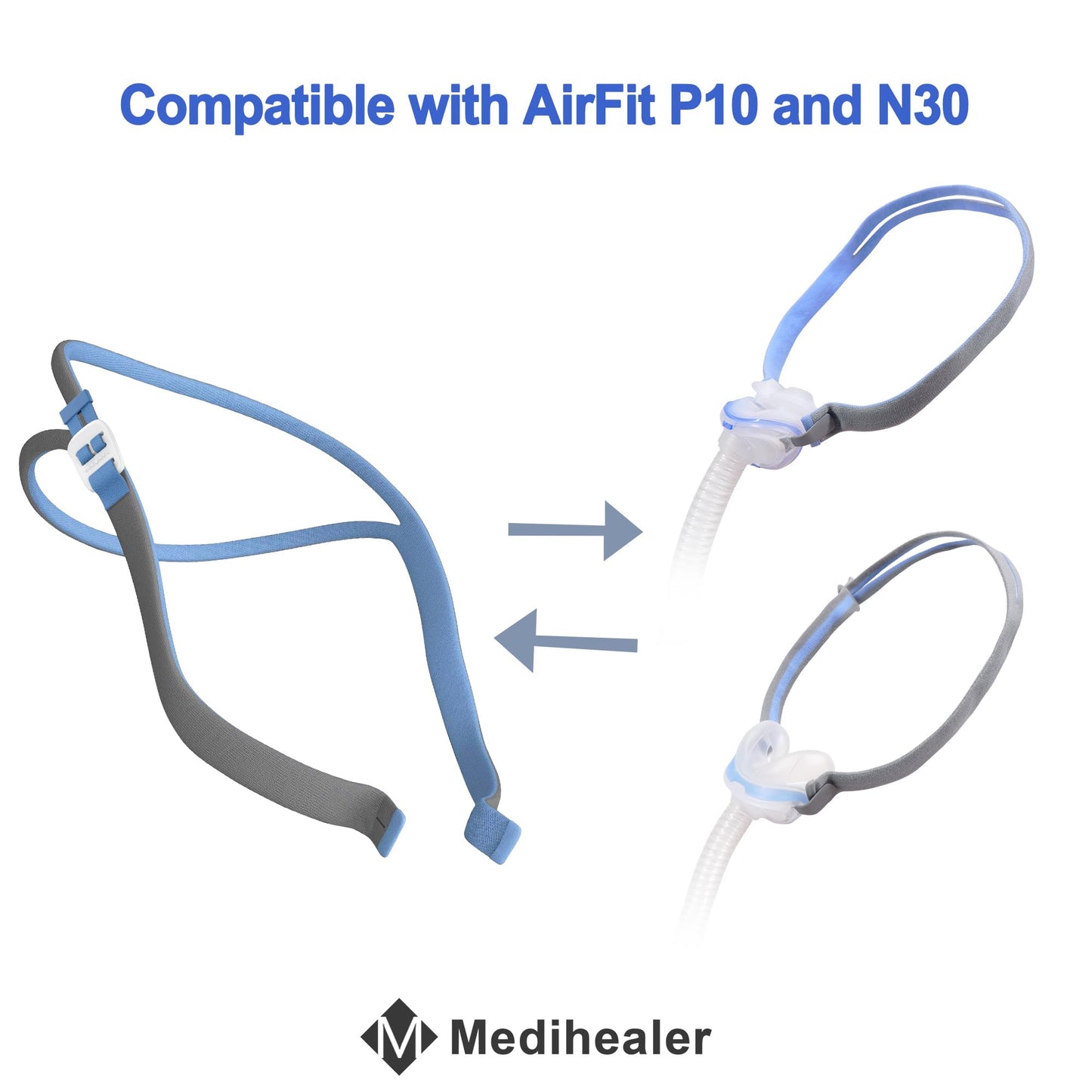 Medihealer 3 Pack Latest Version CPAP Headgear for Airfit P10 & Airfit N30- Advanced Upgraded P10 N30 Strap, Super Elastic Adjustment Straps Great-Value Supplies