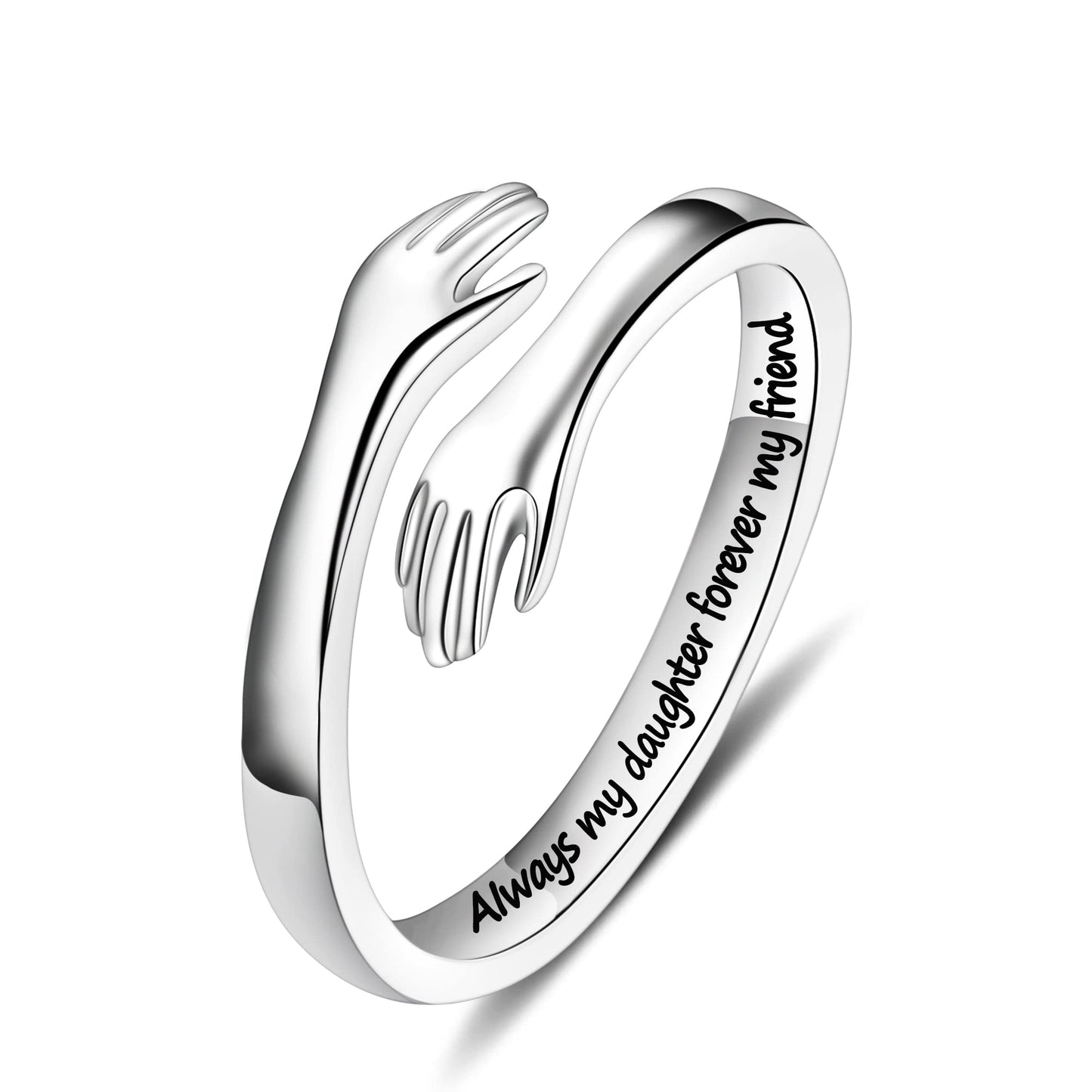 Yesteel Daughter Birthday Gifts from Mom, Hug Ring for Daughters Jewelry Mothers Day Valentines Gifts for Daughter