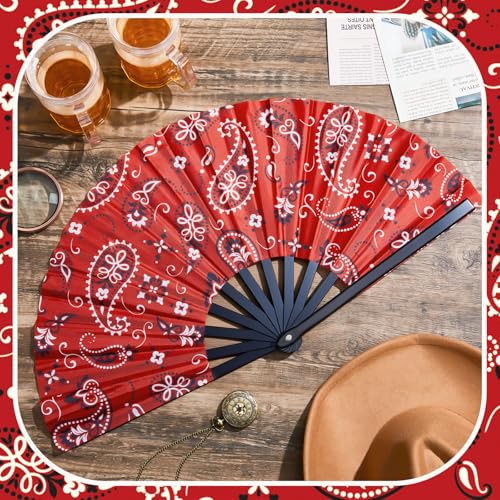 GlikCeil 1 Pcs 13 inch Folding Hand Fan Patterned Folding Fans Foldable Party Favors for Music Festivals, Club Events, Dan...