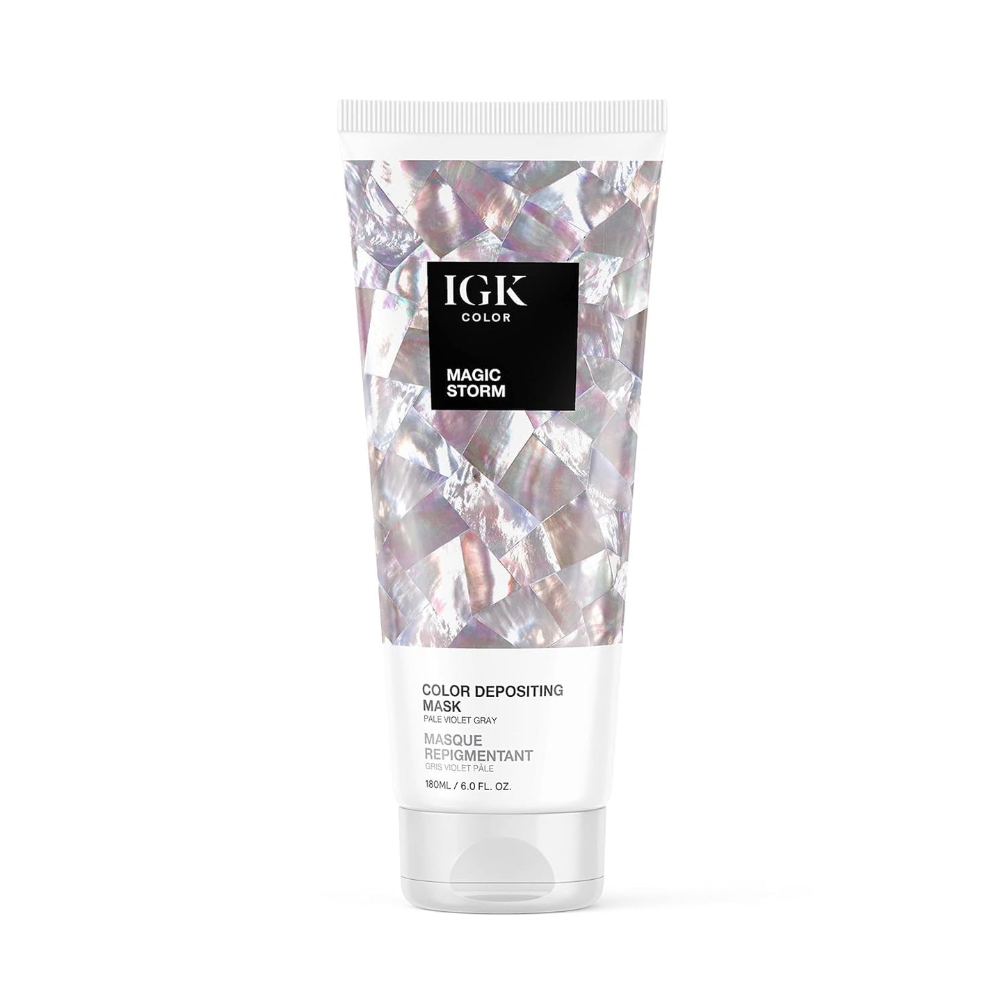 IGK Color Depositing Mask MAGIC STORM - Pale Violet Gray | Conditioning + Hydrate + Shine | Vegan + Cruelty Free | 6 Oz