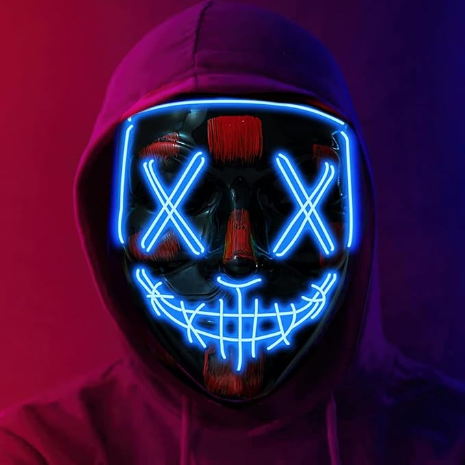 Halloween LED Light-Up Mask | Scary Glowing Design for Cosplay, Costume Parties, Masquerade & Carnival (Ideal Gift)