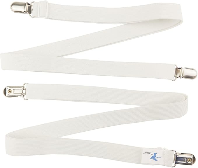 2 Set,4 Pieces 29" to 82'‘(75-220cm) Adjustable Under Mattress Bed/Fitted Sheet Fastener,Crisscross Bed Sheet Straps Suspenders,Slipcover Fastener,Long Strap Clip Bands (White)