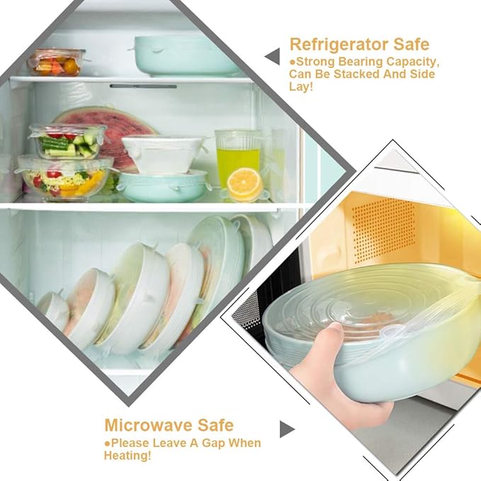 4 Pack Same Size Silicone Stretch Lids, Thicker Reusable Sturdy Silicone Container Cover, Expandable Food Storage Covers, Dishwasher and Freezer Safe, 9.84in(25cm)