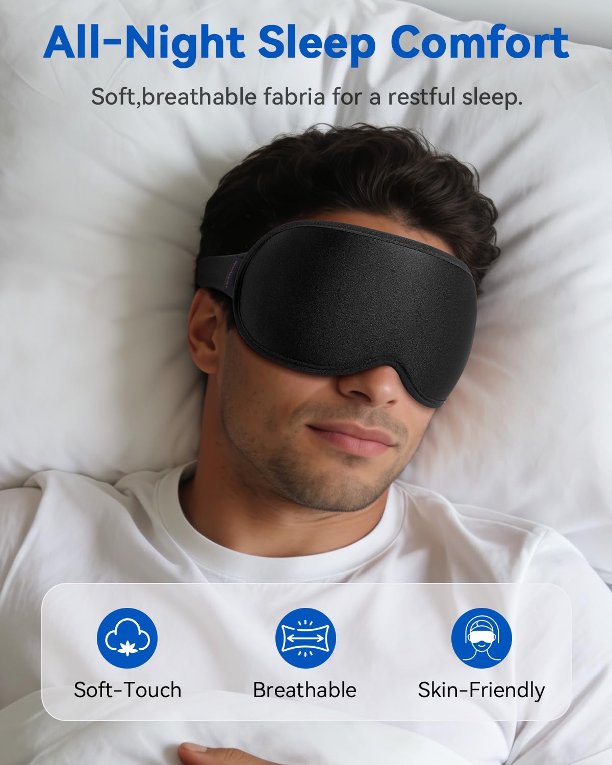 Travel Essentials Blackout Sleep Mask for Men Women: Weighted Designed 3D Zero Eye Pressure Soft - for Long Flight, Car Trip, Office Nap, Bedroom, Apartment - Rest and Relaxation Gifts