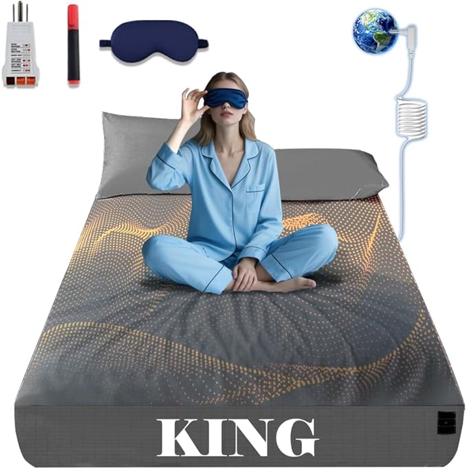 NAGS® Grounding Sheets,Grounding Bedding Sheet, Soft Cotton with Pure Silver Fitted Grounded Sheet for Improved Sleep,Pain Relief (Dark Gray, King)