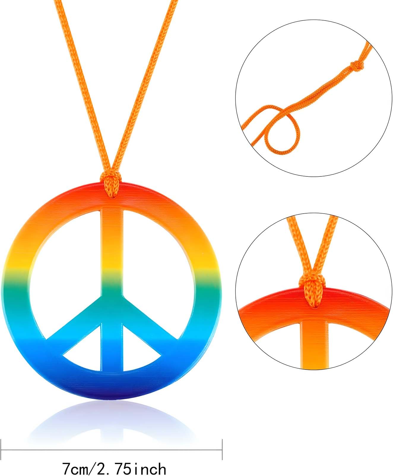 Bombline 4 Pieces Hippie Costume Set,Tie Dye Shirt Women Men,Tie Dye Headband,Rainbow Sunglasses,Peace Sign Necklace,Hippy Clothes for Women, 3X-Large