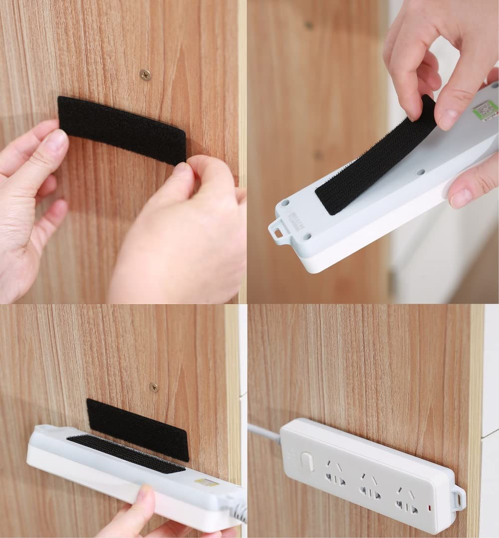 noot products 20 Sets 1x4 Inch Hook and Loop Fastener Strips with Adhesive Heavy Duty Double Sided Sticky Picture Hanging Wall Mounting Tape for Home and Office Use, Black