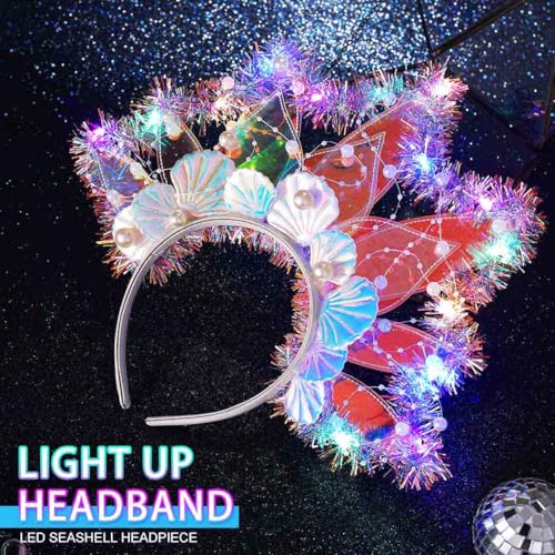 BARTOSI Light Up Headband LED Headband Glow Hairband Festival Costume Hair Accessories for Women