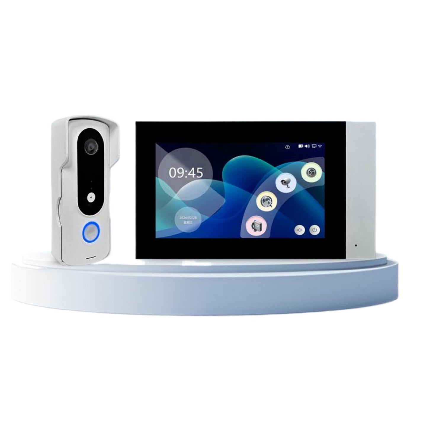 bqoeesok Wired 7-inch Smart Video Doorbell with Touchscreen Chime | 2K Head-to-Toe View | Event-Based Recording & No Monthly Fee | 20-User Tuya App | Stable Wired Power, No Battery Needed