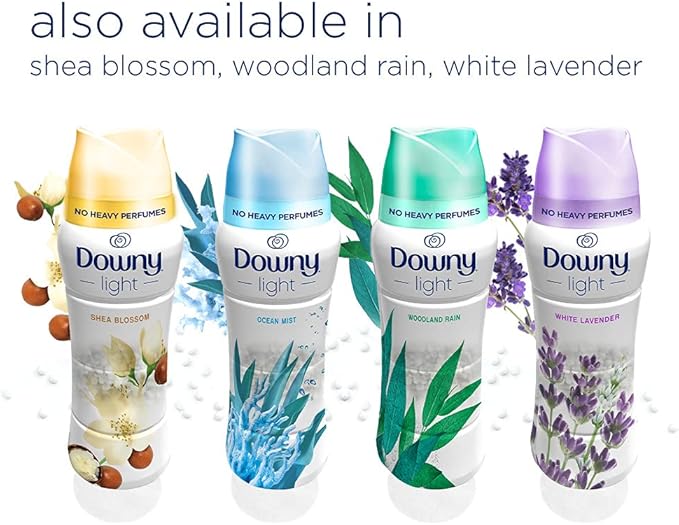 Downy Light Laundry Scent Booster Beads for Washer, Woodland Rain, 24 oz, with No Heavy Perfumes