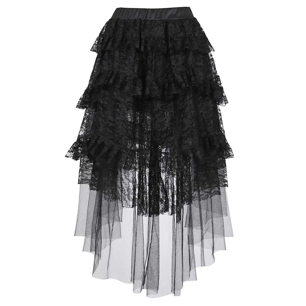 Zhitunemi Plus Size Steampunk Costume for Women Black Skirt Gothic Dress Renaissance Skirt Black X-Small