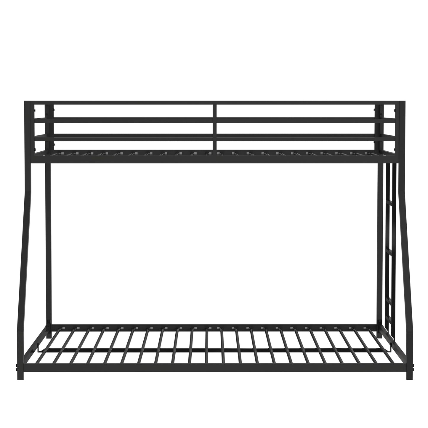 Bunk Bed Twin Over Full Size,54-inch High Metal Low Bunk Bed Frame with 11-inch High Guard Rails,Silent Footrest,Removable Mounted Bed Ladder,Perfect for Home and Dorms,Bunk Beds for Hostels,Black