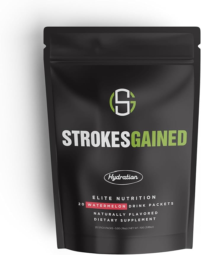 Strokes Gained Golf Hydration Watermelon Electrolyte Powder – Sugar Free Drink Mix Packets – Golf Accessories for Men & Wo...