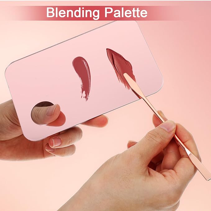 Makeup Mixing Palette Set, 6Pcs Makeup Palette Tray and Foundation Spatula, Nail Pallet for Nail Art, Foundation Mixing Palettes for Eye Shadow Lipsticks Beauty Salon (Pink, Gold, Transparent)