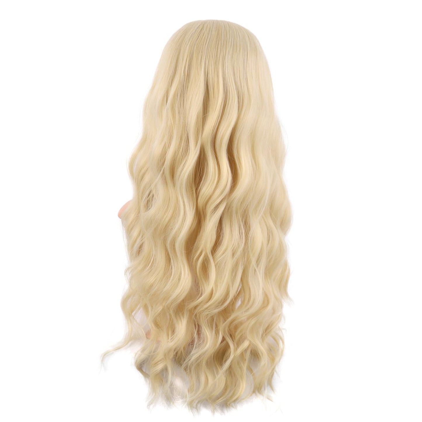 MapofBeauty 28 Inch/70 cm Long Wavy Middle Part with No Bangs Synthetic Fiber Curly Fashion Women Party Cosplay Wig (Mixed Blond