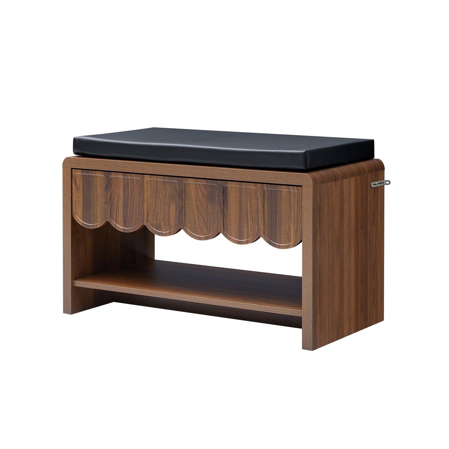Shoe Storage Bench with Cushion, Shoe Rack Organizer Cabinet Bench with Wave Panel Drawer and Open Shelf for Entryway, Hallway, Living Room (Walnut)