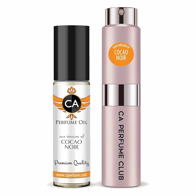 CA Perfume Duo Impression of Cocao Noir For Women Perfume Layering Set Long Lasting Travel Size EDP + Body Oil Roll-On Bottle 0.27 Fl Oz+0.33 Fl Oz