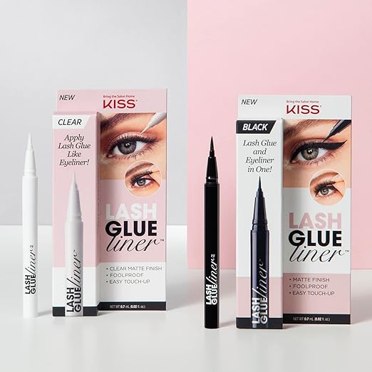 KISS Clear Lash GLUEliner, Felt-Tip Eyelash Adhesive, Clear Matte Finish, Foolproof Application, Easy Touch-Up, 0.02 Oz. (Pack of 2)