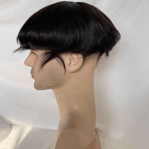 Voloria Men's Hairpiece European Human Hair Toupee 10x8inch HD Swiss Lace Super Thin Skin Back Hair Replacement Wig Natural Black Color