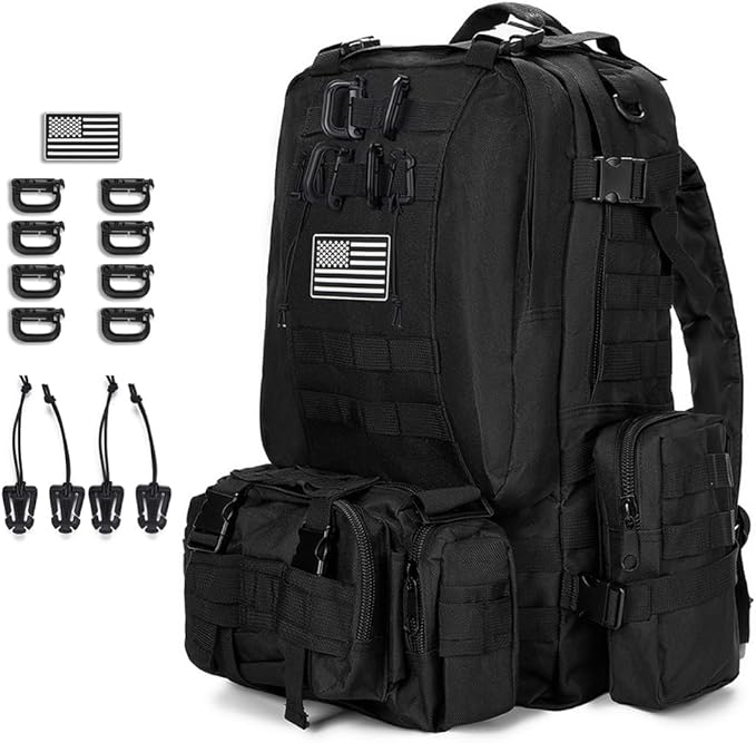 CALUOMATT Large Military Tactical Backpack for Men, 40-50L Backpacks for Women, Bug out Bag Army 3 Days Assault Pack Bags ...