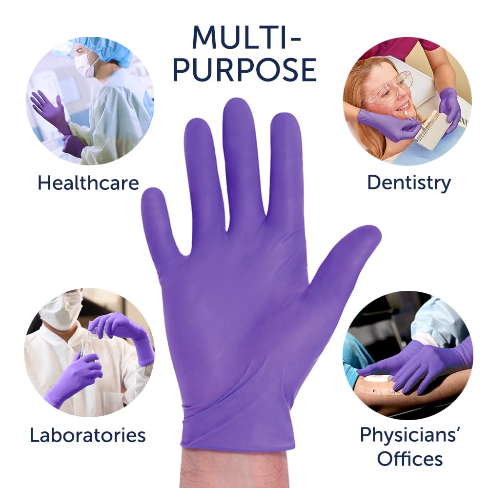 HALYARD PURPLE NITRILE Exam Gloves, Powder-Free, Non-Sterile, 5.9 mil, 9.5 Inches, Purple, Size Medium, 55082 (Box of 100)