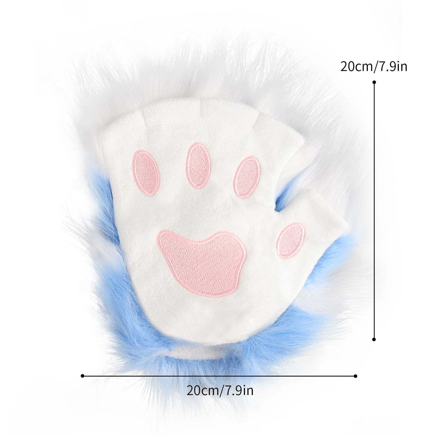 JUNBOON Faux Fur Cat Ears and Wolf Fox Tail Set Adult Claw Glove Kit for Halloween Anime Cosplay Party