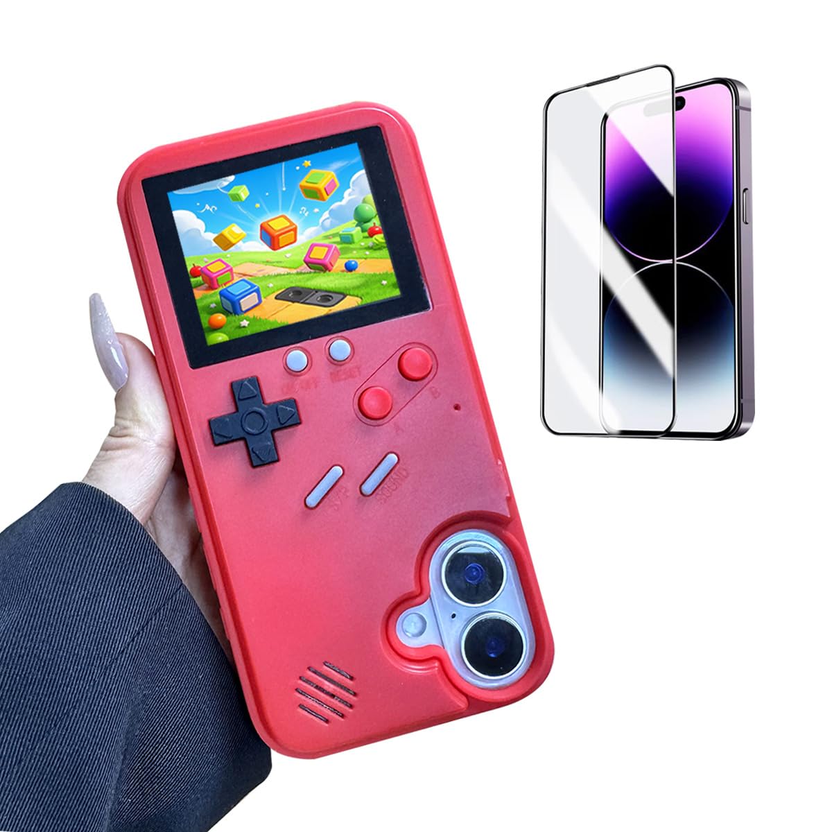 ERAKOLE for iPhone 16 Case Gamer Design Retro Video Game Playable Phone Cover, Classic Creative Birthday Gifts, Shockproof Funny