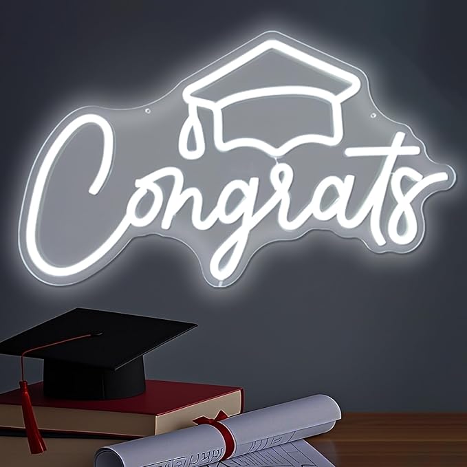 Congrats Grad Neon Sign Congrats Neon Lights Signs for Backdrop Graduation Party Wall Decor Dimmable Congratulations Neon ...