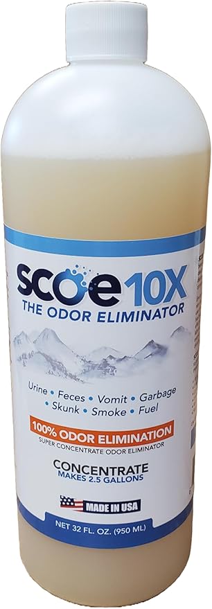 SCOE 10X Odor Eliminator Concentrate- Makes 2.5 Gallons- Urine Odor Eliminator