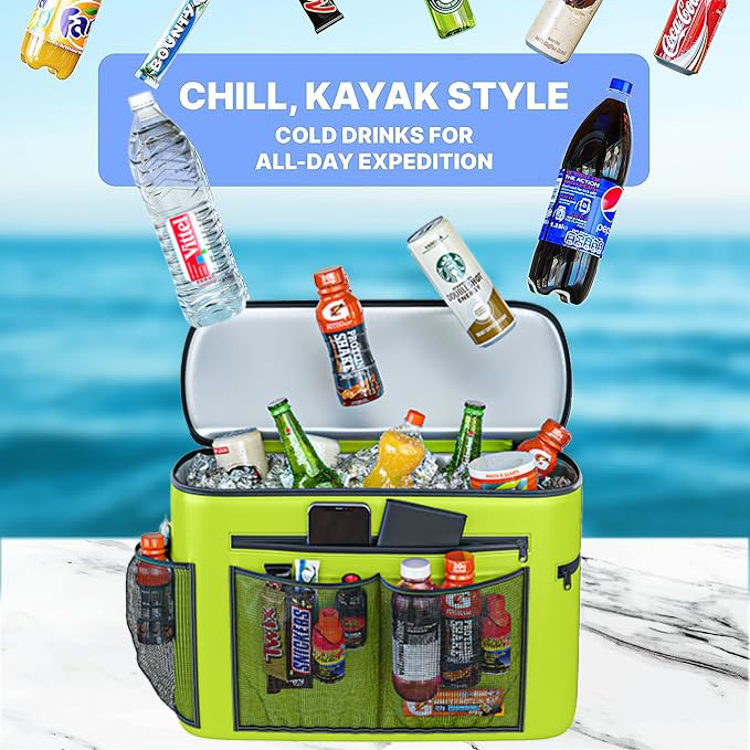 Skywin Kayak Cooler Behind Seat, Waterproof Cooler for Kayaking, Compatible with Lawn Chair Style Seats, Stores Drinks and...