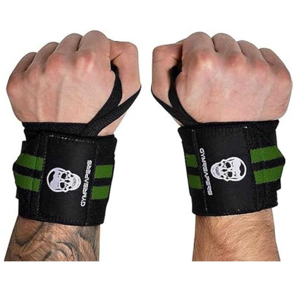 Gymreapers Weightlifting Wrist Wraps (Competition Grade) 18" Professional Quality Wrist Support with Heavy Duty Thumb Loop - Strength Training, Bodybuilding(Military Green,18")