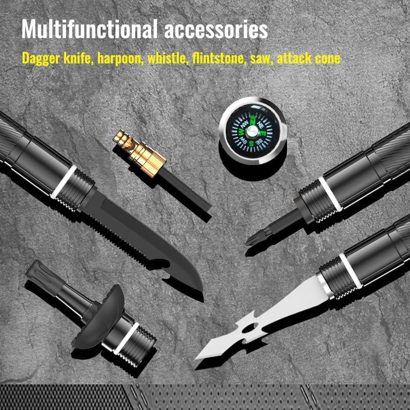 Sakerplus Collapsible Tactical Hiking Trekking Pole, Tactical Walking Stick, Survival Hiking Staff & Trekking Pole, Lightw...