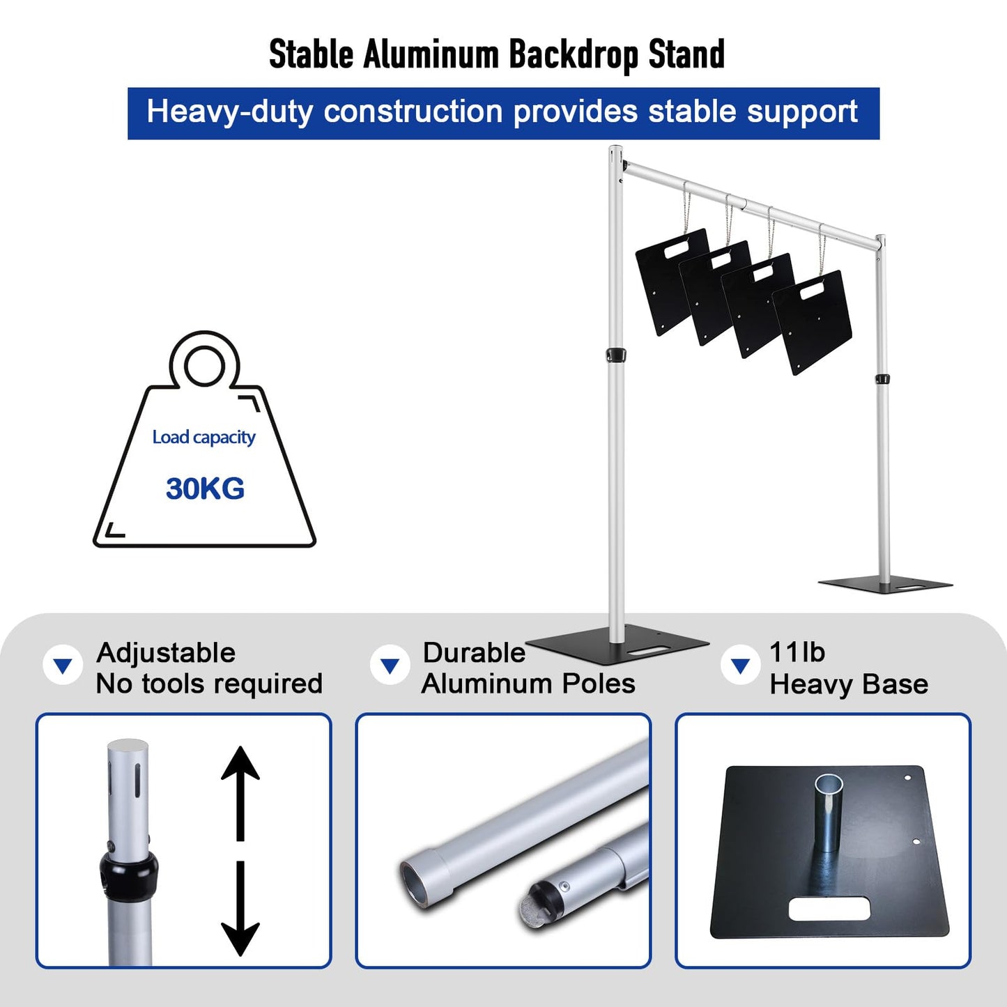 Hecis Double Backdrop Stand Heavy Duty,10x10ft Double Crossbar Pipe and Drape Stand, Adjustable Aluminium Flower Wall Backdrop, Back Drop Stand for Party Event, Trade Shows & Wedding Decor
