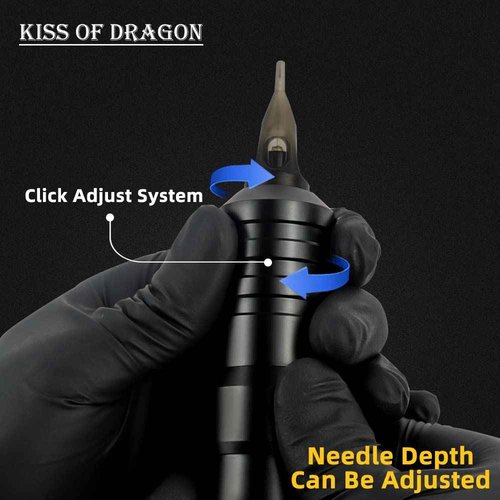 Tattoo Gun Kit - Kiss of Dragon Tattoo Kit Complete Wireless Tattoo Machine 2400mAh Power Supply 20pcs Cartridge Needles Tattoo Ink Practice Skin Bandage for Beginners