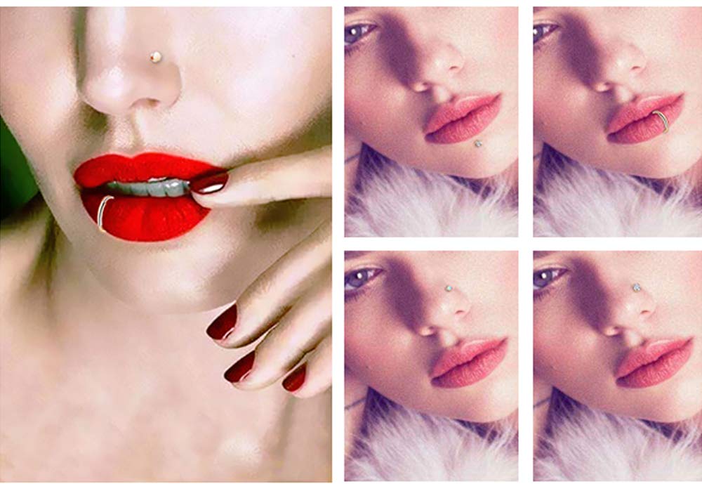 20G Black Surgical Steel Nose Studs L Shaped Nose Ring Hoop Nose Hoops for Women Men
