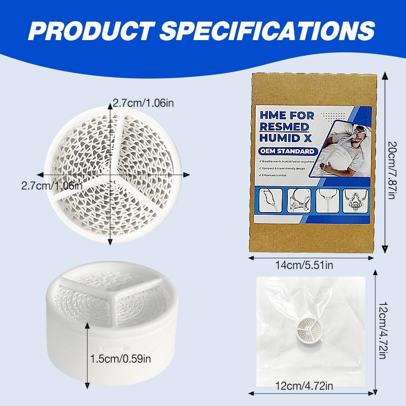 Humidx Plus for Airmini - (6 Pack) HME for air mini HumidX Plus,Replacement Humidifier Filter - Compatible with Airmini CPAP Machine & P10 Nasal Pillows, N20, N30 Nasal Masks,Individually Sealed