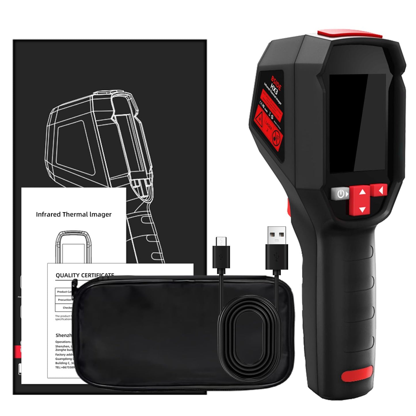 BSIDE Thermal Imaging Camera 240 x 240 Resolution Handheld Infrared IR Camera, 15 Thermal Palettes with 320 x 240 Full-Viewing TFT Display for Home Inspection HVAC Heat Pump Circuit Break, -4℉~1022℉