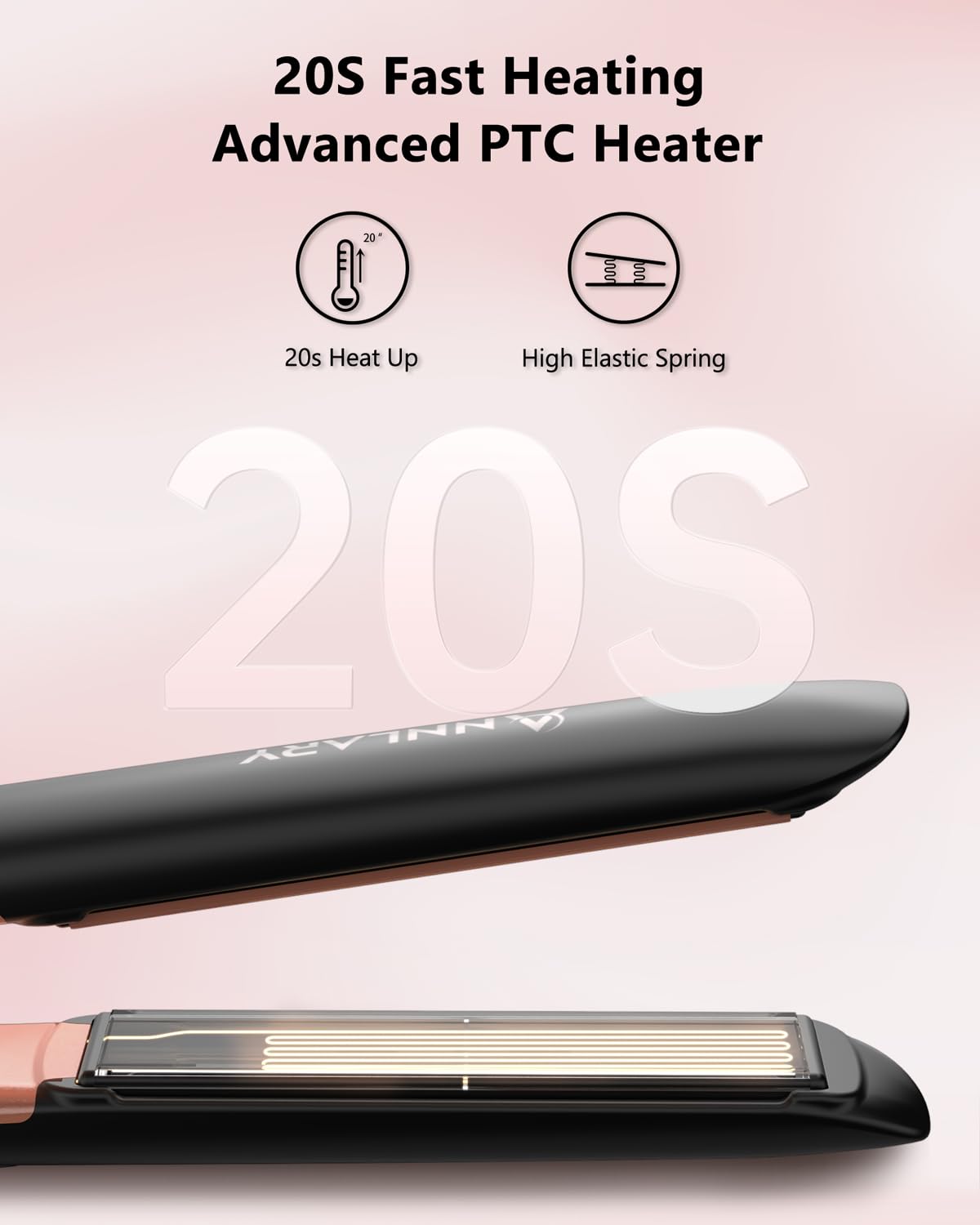 Annlary Hair Straightener 1 Inch Flat Iron and Curler 2 in 1 Titanium Ceramic Ionic Dual Voltage Straightener with Heat-Resistant Silicone, for Less Frizz, Shinier & Smoother