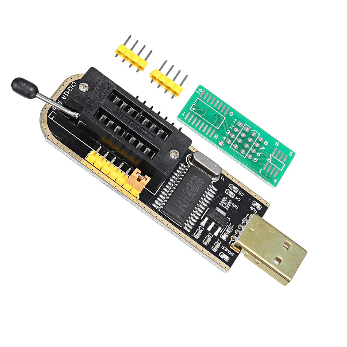 AiTrip EEPROM BIOS USB Programmer CH341A + SOIC8 Clip + 1.8V Adapter + SOIC8 Adapter for 24 25 Series Flash