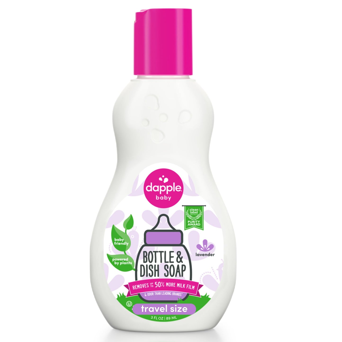 Dapple Baby Bottle Soap, Hypoallergenic Dish Soap for Baby Bottles, Powered by Plants, 1 Pump Included, Packaging May Vary, Fragrance Free, 16.9 Fl Oz (Pack of 3)