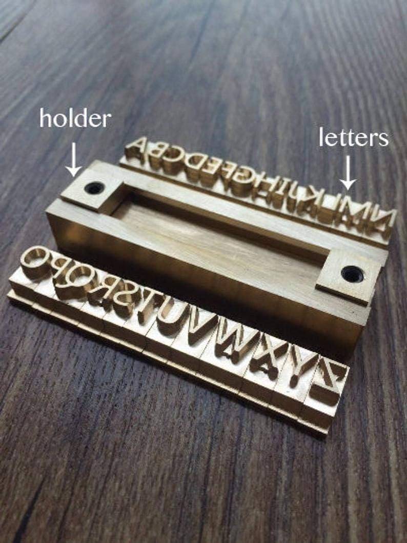 26 Interchangeable Alphabet & Number Mold Set with T-Slot Holder | Custom Brass Engraving Tools for Leather, Wood, Hot Foil Machines | DIY Symbol Dies, Stamping Imprint Templates (Set A)