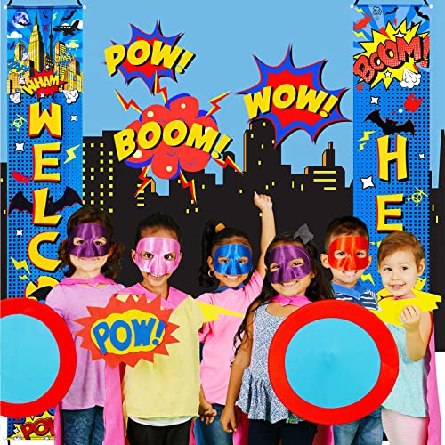 Chinco Store Hero Decorations Backdrop Porch Sign Banners Welcome Hanging Decoration for Super Fun Hero Party Wall Adornme...