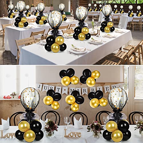 BBTO 8 Set Table Centerpieces Balloons Stand Kit, 80 Pcs Latex Balloons and Table Stand Holder with Base Tulle for Wedding...