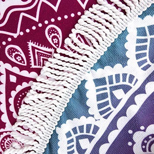 Oversize Round Mandala Beach Towel Blanket, Circle Microfiber Bohemian Boho Quick Dry Super Water Absorbent Towel, Hippy G...