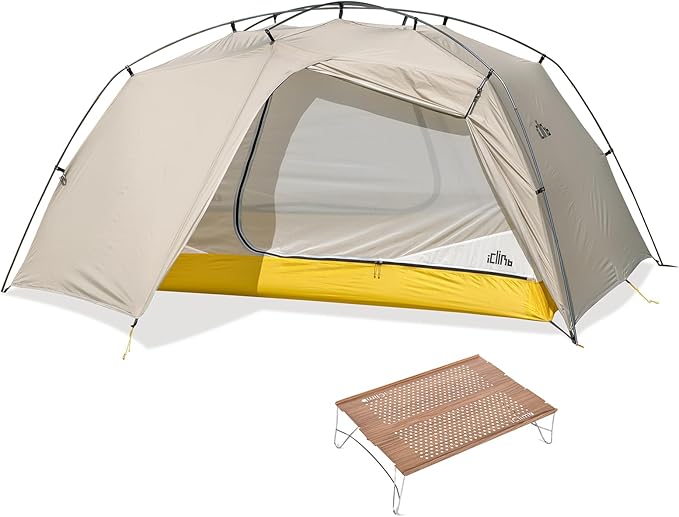 iClimb 1 Ultralight 3 Season Tent and 1 Solo Mini Folding Table, Ultralight Compact for Adults Outdoor Camping Backpacking...