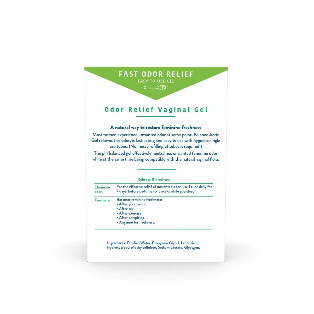 Balance Activ Odor Relief pH Balanced Vaginal Gel for Women, Works Naturally to Rapidly Relieve Unpleasant Odor & Restore Feminine Freshness