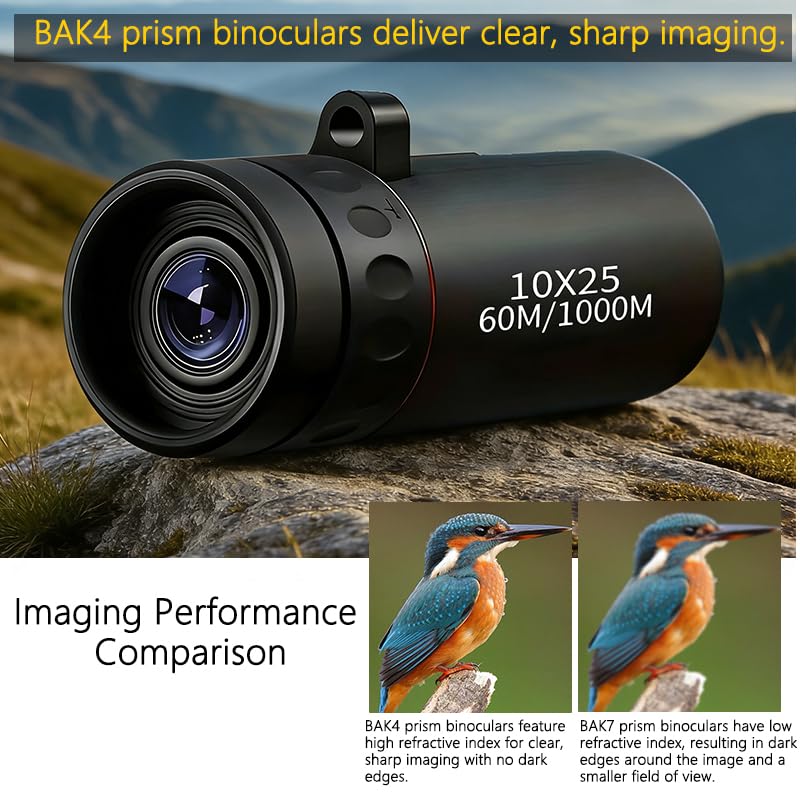 Portable High-Definition Telescope, 1 Compact Handheld Monocular | Fixed Focal Length, Suitable for Outdoor Adventures, Hu...