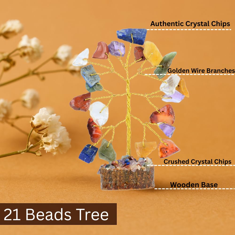 ANAYA AGATE Crystal Tree Gift for Women, Set of 12 Handcrafted Tree of Life Chakra Healing Crystals & Stones for Positive Energy, Good Luck, Home and Office Desk Decor, Birthday Gifts for Mom & Dad