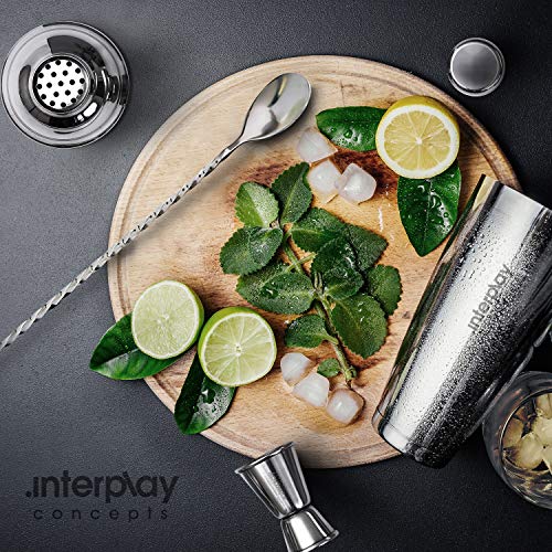 Interplay Concepts 25oz Cocktail Shaker - Large Drink Shaker for Perfect Drinks - Stainless Steel Martini Shaker with Buil...
